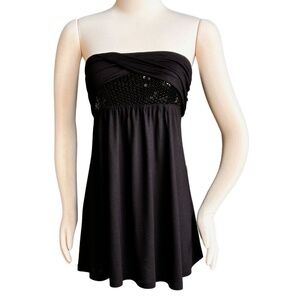 Express Black Strapless Bandeau Top With Sequin Detail And Empire Waist …